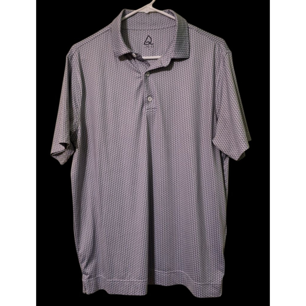 NWOT Men's DEOLAX‎ Gray White Patterned Polo Shirt M Golf